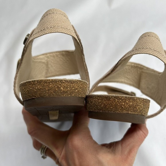 Bussola Maynila Women's Beige Leather Sandals Size 40 US 9 Flats Cork Tan Straps - Picture 12 of 14